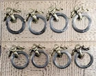 Set of 8 Antique Vintage Brass Ornate Drop Bale 1½" Ring Cabinet Pulls Colonial