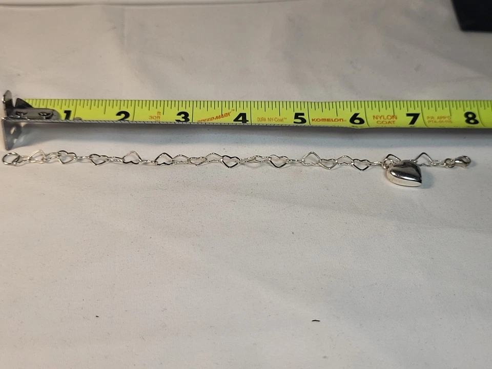 Pulsera Estate de plata de ley con corazón 7,5" Sb#63 Foto 4 de 4