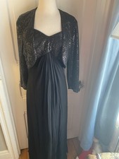 TADASHI COLLECTION BLACK FORMAL DRESS & JACKET-SEQUINS ON TOP-SIZE16-LOVELY-SALE
