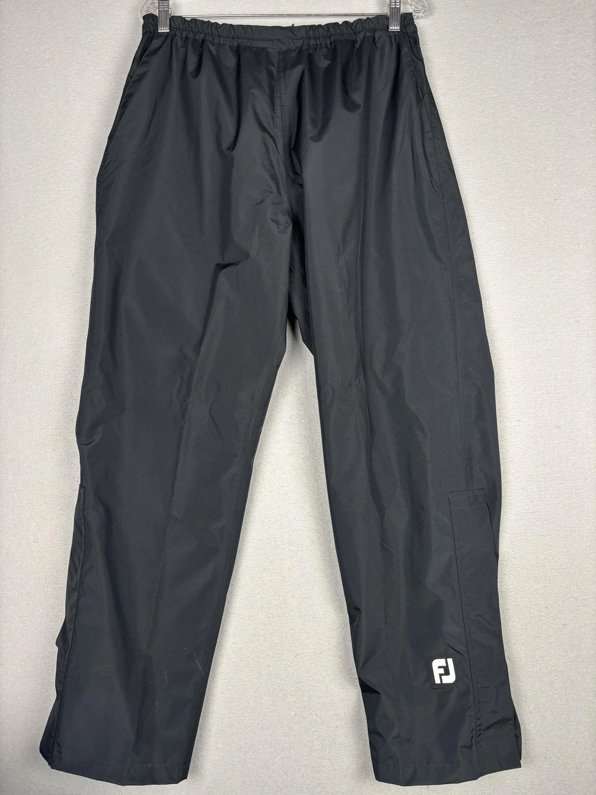 FootJoy Rain Pants Mens 36x32 Black DryJoys Waterproof Golf Pull On Lined