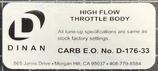 Dinan High Flow Throttle Body Decal