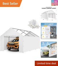 Carport Canopy Tent Sidewalls for 10x20x8.6FT Car Garage with Ball Bungees, H...