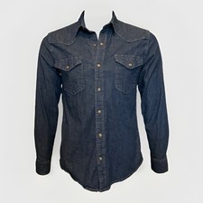 Wrangler Men's Small Denim Shirt Cowboy Wash Slim Fit Western Snap Front
