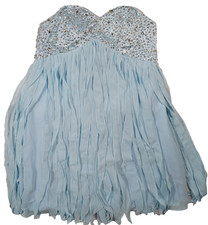 Short Formal JJ’S HOUSE Beaded Crystal Strapless Party Dress Plus Size 16/18