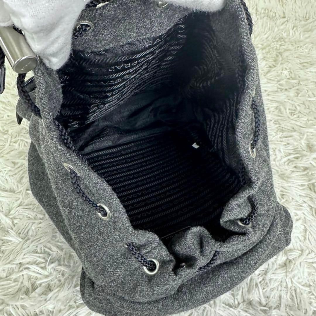 Prada Backpack 84cm Wool Triangular Logo Unused G… - image 8