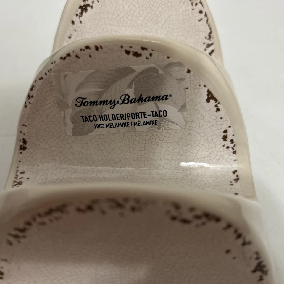 Juego de 3 soportes para tacos de melamina Tommy Bahama blanco roto con grietas  Foto 2 de 4