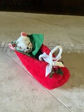 Annalee Chirstmas Mouse In Slipper Used