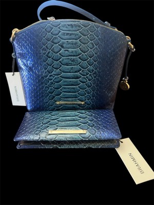 Brahmin Mini Duxbury Electric Blue Ateague W/Matching Day Wallet. New With Tags!