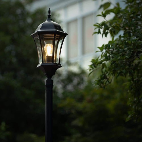 LUTEC Single Head 1-Light Black Outdoor Post Lantern - Picture 5 of 7
