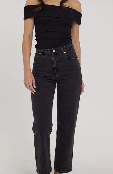 Topshop Original Mom High Rise Washed Jeans washed Black-Size 28/30