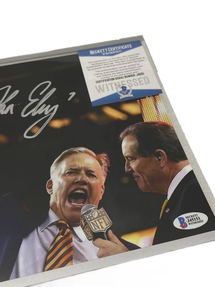 John Elway Foto Firmada Autografiada AUTENTICACIÓN BAS Foto 3 de 3