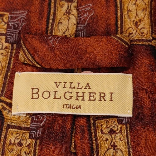 Villa Bolgheri Tie Mens 3.75 " x 59 BOGO Brown Silk Geometric Necktie Italy image 5