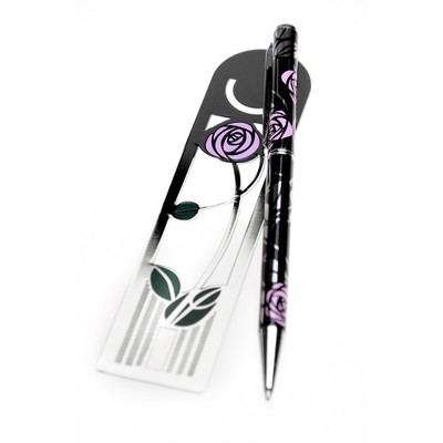 Stift Biro Lesezeichen Mackintosh Rose Pen Mackintosh Rose & Bud Lesezeichen & Stift Set
