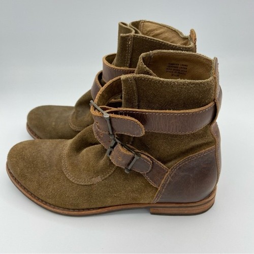 Matisse Hunter suede leather green booties double side buckle 6.5 - Picture 4 of 10