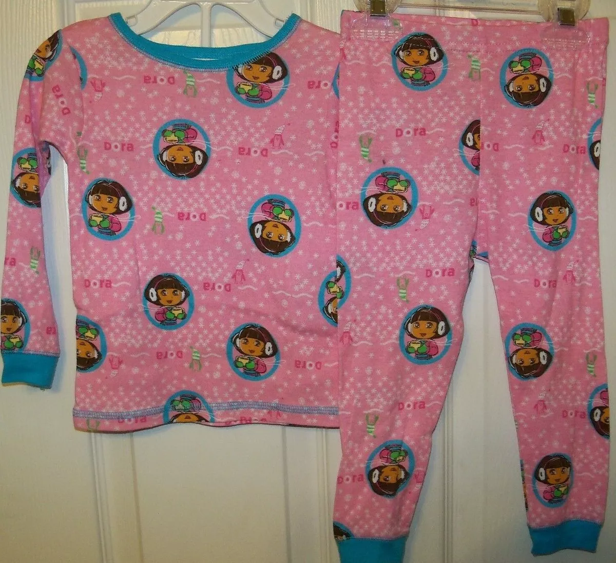 Dora Explorer Love Hot Chocolate Pink 2 Piece Long Pajama PJ Girls Size 2T NWT