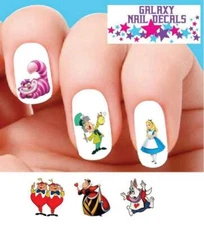 Waterslide Nail Decals - Set of 20 Alice in Wonderland, Cheshire, Mad Hatter 