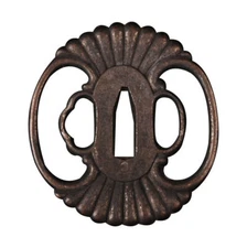 JAPANESE SAMURAI KATANA WAKIZASHI SWORD ACCESSORY TSUBA ALLOY ANTIQUE HANDGUARD