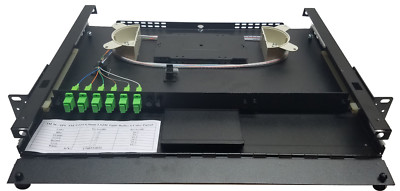 6 Fiber 1RU Rack Mount w/ 6 SC/APC Simplex Adapters, Singlemode Pigtails & Tray