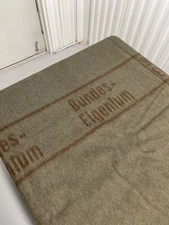 Genuine Vintage West German Army “Bundes- Eigentum” Wool Blanket New 79"X 83"