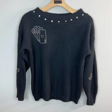 Sostanza Sweater Womens Large Angora Rabbit Hair Silk Gambler Blackjack Vegas L