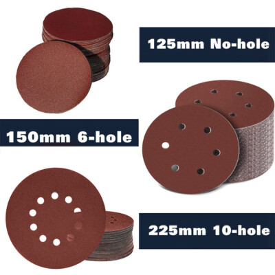 100X SATC Mixed Körnungen Schleifscheiben Klett 125mm 150mm 225mm Schleifpapier