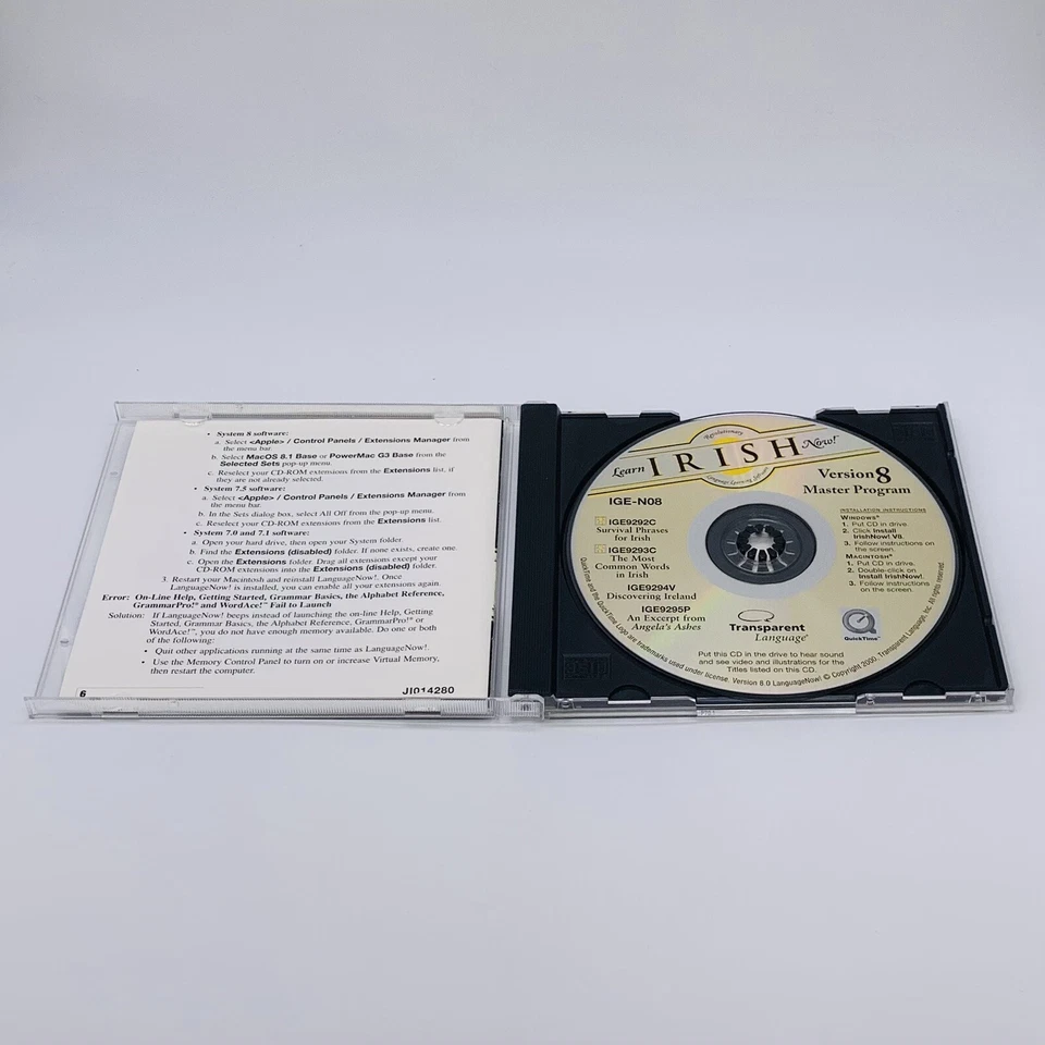 Idioma transparente: aprende irlandés ahora software CD-ROM Windows Mac versión 8 Foto 3 de 4