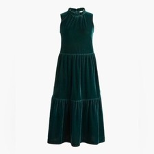 J.Crew || Velvet Sleeveless Midi Dress Christmas Holiday Dark Green 0