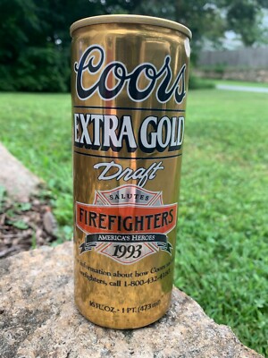12 oz Coors Extra Gold 1993 Firefighters Beer Can - Empty - First