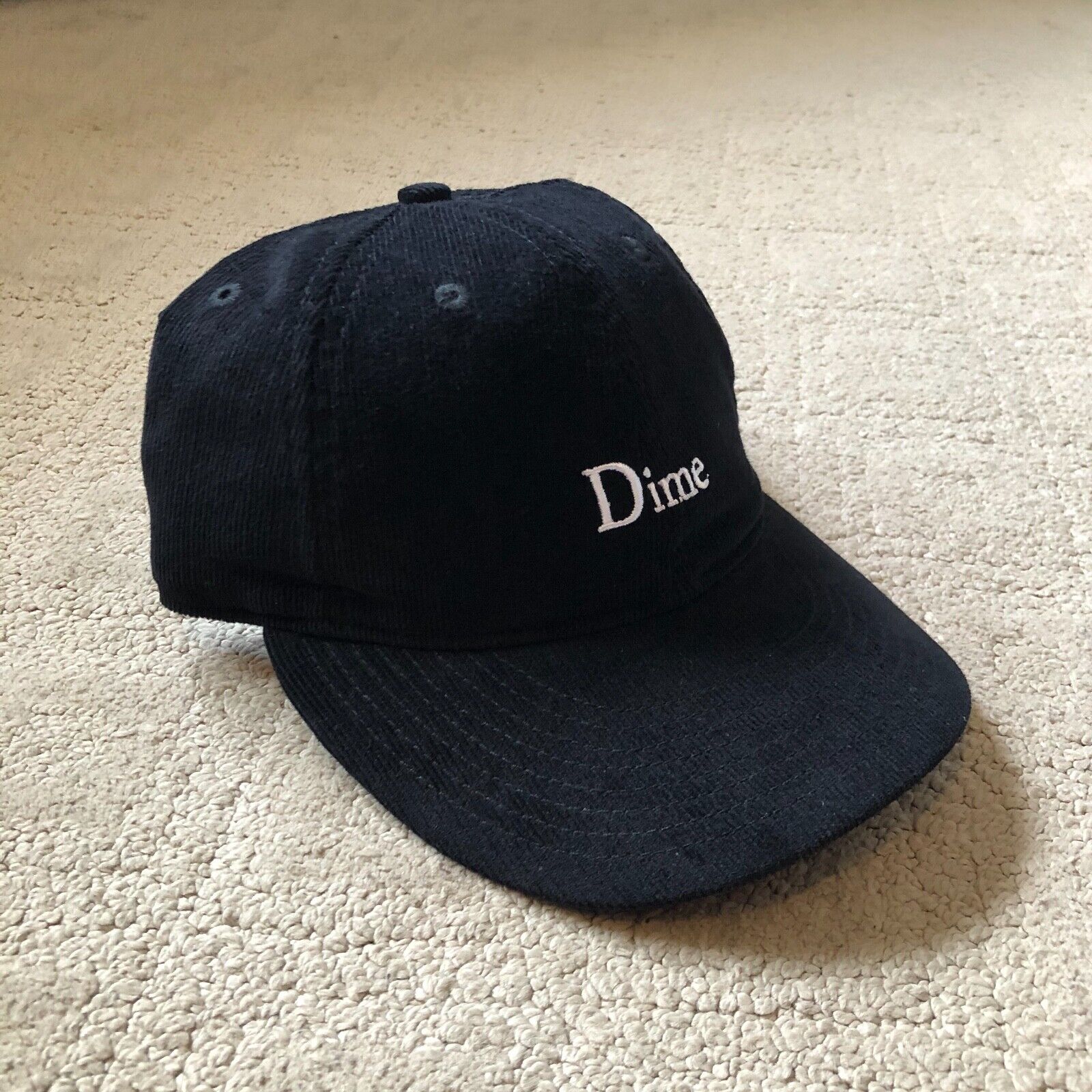 Dime MTL Classic Logo Cap 6 Panel Hat (Black Cord Corduroy)