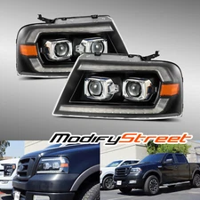 Fit 04-08 Ford F150/06-08 Lincoln Mark LT LUXX-Series Projector Headlights Black