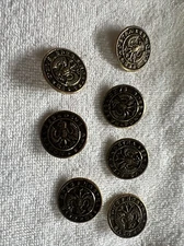 7 - VINTAGEMetal Hessian Solider Teutonic Eagle "ES DEVS SPES NOSTRA Buttons