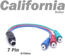1 ONE piece of  7 Pin S-Video to 3 RCA RGB TV Component HDTV Adapter PC Cable