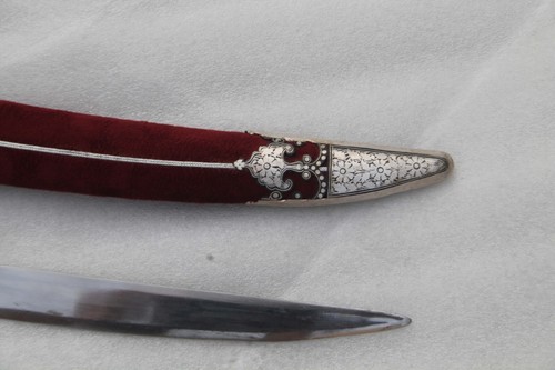 Handmade mughal indo-rajput sikh silver inlaid wedding sword/tulwar mehrun cover - Picture 14 of 24