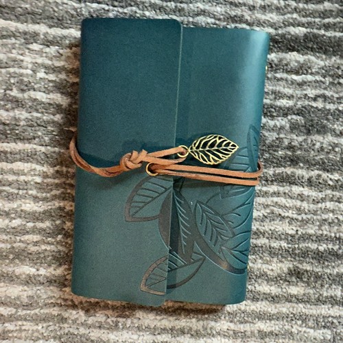 Sketchbook Journal Diary Handmade Refillable Notebook Blue Faux Leather Leaf New - Imagen 6 de 9
