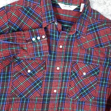 Vintage Dakota Five Brothers Flannel Shirt Men Large Red Plaid Long Sleeve Snap