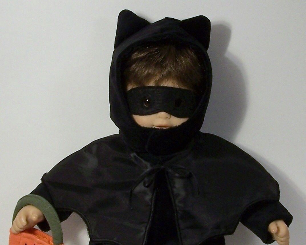 Special 5pc BLACK Bat Halloween Costume Doll Clothes For 15" Bitty Baby (Debs)