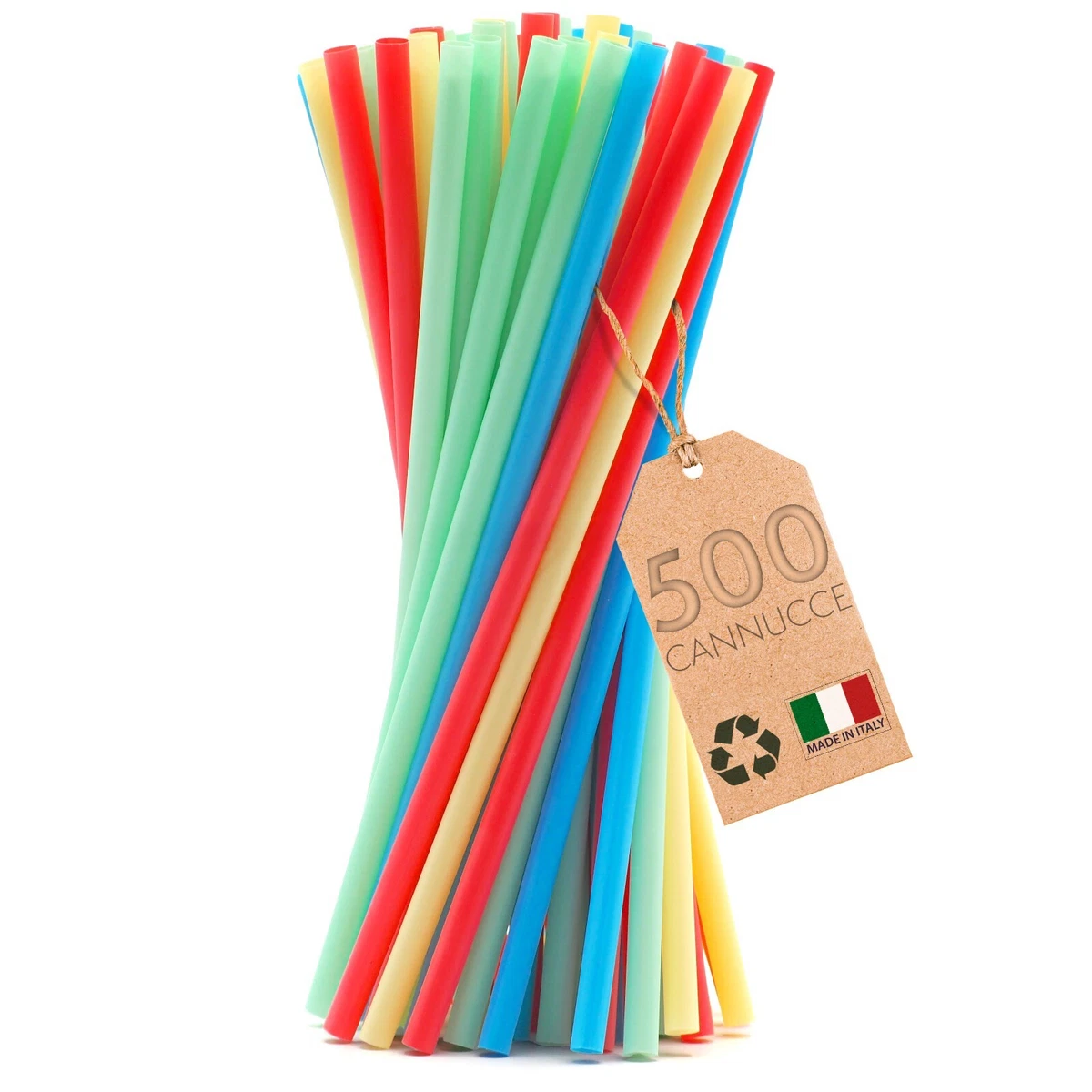 ArtSTRAWS 500 Cannucce Colorate In Carta Per Attività Creative - 4 Colori (Verde, Rosso, Giallo, Blu), Lunghe 19 Cm, Per Scuola E Terapia