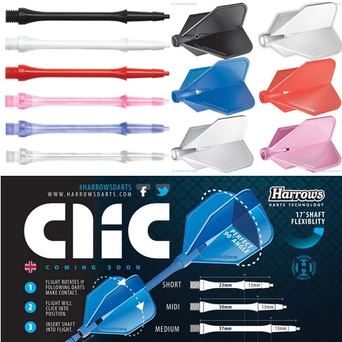 Système de tiges de fléchettes Harrows CLIC - 9 couleurs disponibles - medium