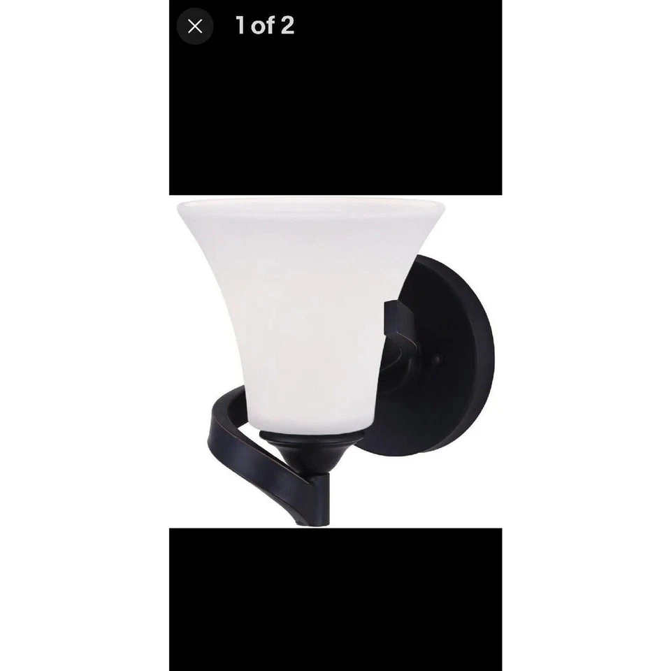 Rue Wall Sconce Light Fixture - Rubbed Antique Bronze with Flat Opal Glass - Image 2 of 4