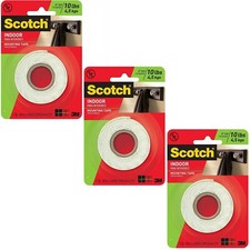3 Packs 3M Scotch Indoor Mounting Tape Holds 10 lb Each Roll 1" x 50" 1.38 yd 