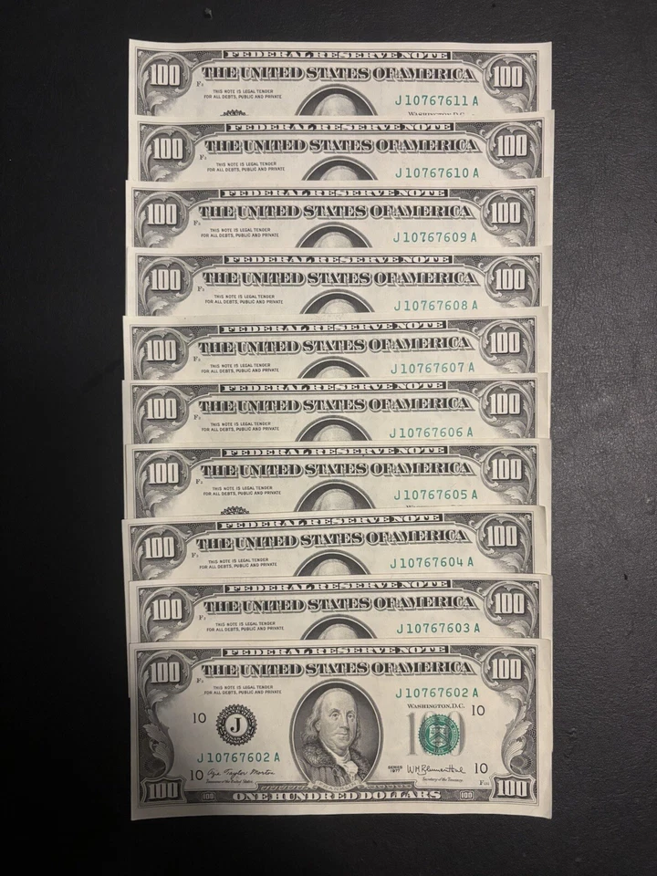 Uncirculated Small Head $100 bill (One Hundred Dollar Bill) - Series 1977 - Image 3 of 3