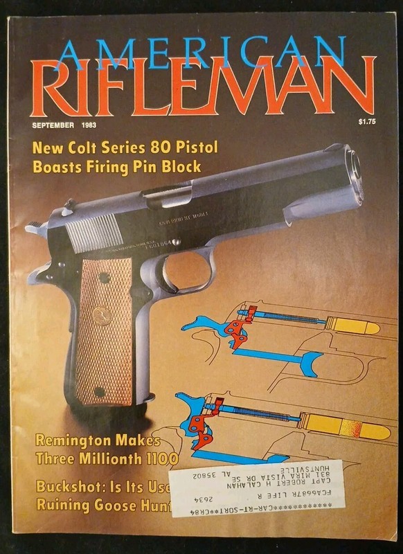 VINTAGE AMERICAN RIFLEMAN SEPTEMBER 1983 NEW COLT SERIES 80 PISTOL 