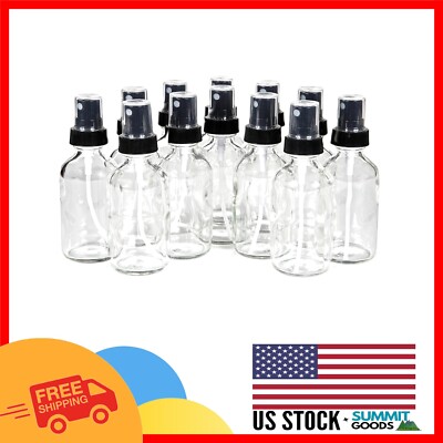 Compact 1 oz Clear Glass Bottles with Mist Sprayers - Perfect for Essential Oils
