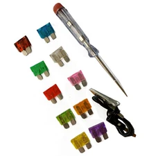 10 piece AUTO AMP FUSES with TESTER car voltage blade mini van fuse automotive