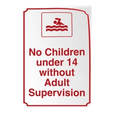 Vertical Vinyl Stickers No Children Under 14 Without Adult Supervision