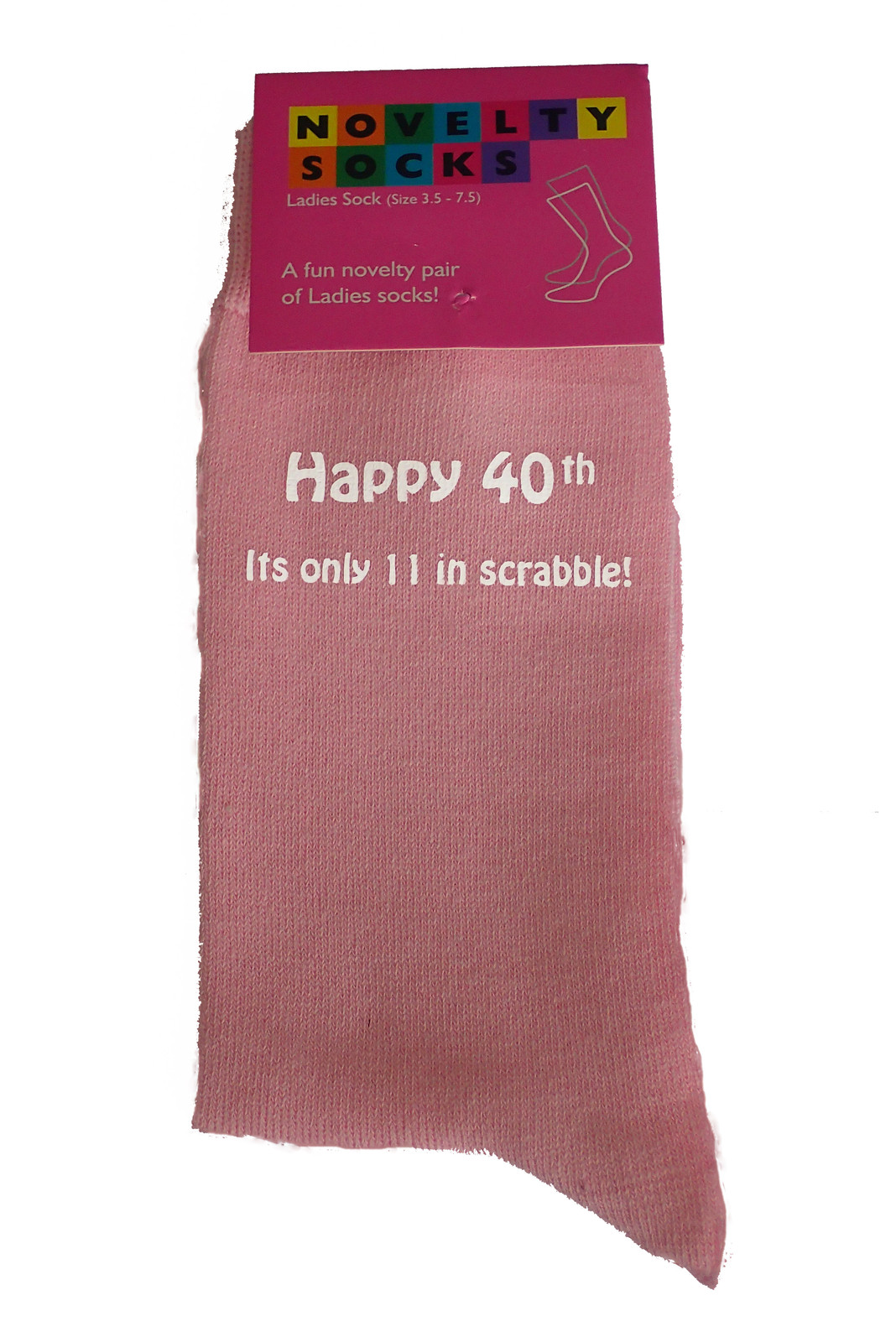 SAOLA Happy 40th its only 11 in Scrabble Printed Ladies Pink Socks 40th Birthday Gift