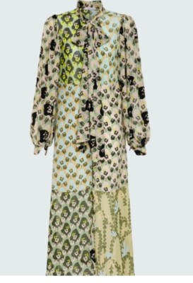 Dorothee Schumacher NWT Dress Article Flower Patch Greens Floral Crepe De Chine