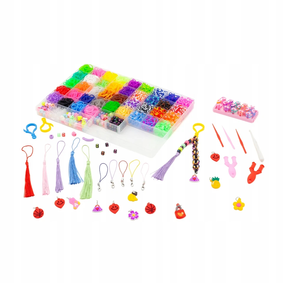 DIY Loom Gummibänder Bänder Starter Set GROß Armbänder Loops Zubehör Kit 3500 - Bild 3 von 4