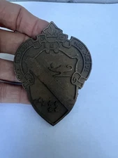 Vtg UNIVERSITY SOCIAL FRATERNITY BRONZE CREST School Coat Of Arms