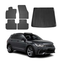 FußMatten & Kofferraumwanne Set FüR Vw Tiguan 2016-2024 Untere Gummi Schwarz 5X